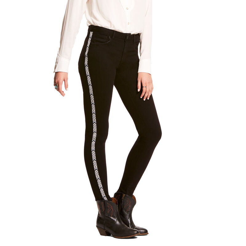 Pantalones Vaqueros Ariat Ultra Stretch Perfect Rise Chevron Skinny Negras Mujer - Chile 852-DFOCNA